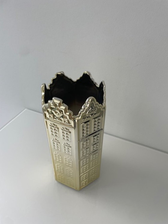 Image 1 of Architectural design vase with Amsterdam canal facades