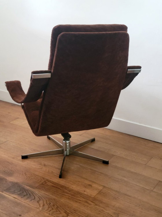 Poltrona girevole Geoffrey Harcourt con pouf per Artifort, Poltrone, Cromo, Argentato, Vintage (foto 6 di 10)