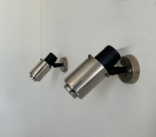 Pair of vintage Zodiac Jacques Biny sconces, chrome, France 1960