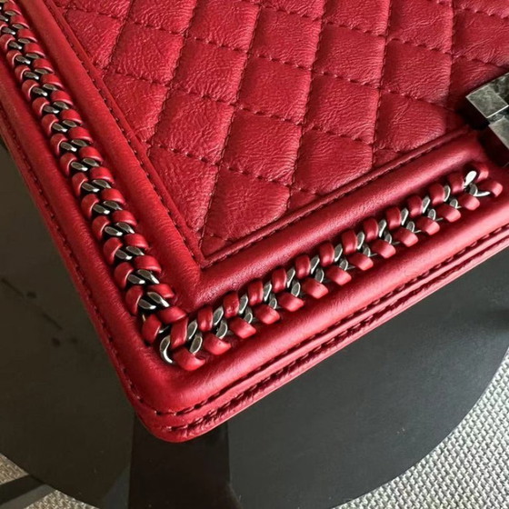 Image 1 of Chanel Calfskin Boy Handle New Medium 28CM Quilted Leboy Palladium Silver Hardware Series 23