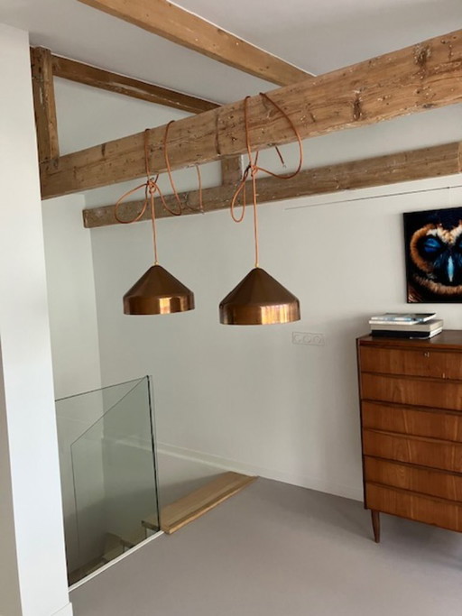 Set of 2 copper Lloop pendant lamps by Label Vij5