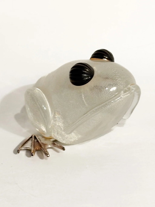 Versilberte Murano Glas Frosch Bildhauerei aus den 1980er Jahren