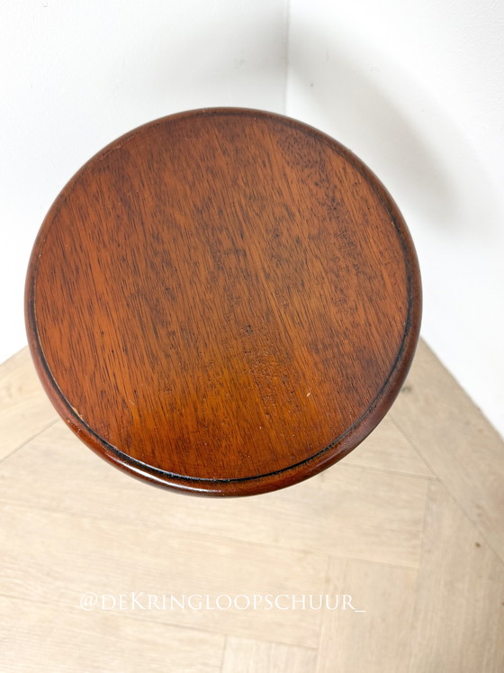 Image 1 of Table d'appoint vintage en bois, tabouret, colonne, piédestal