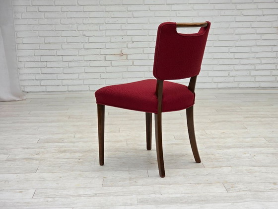 Image 1 of 1960, set van 6 Deense eetkamerstoelen van Slagelse Møbelværk, meubelwol, beukenhout.
