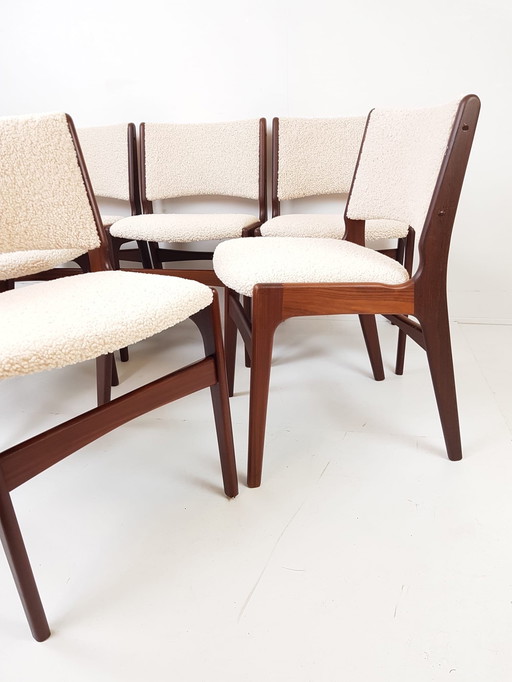 6 Erik Buch Aastrup eetkamer stoelen nieuw gestoffeerd Deens