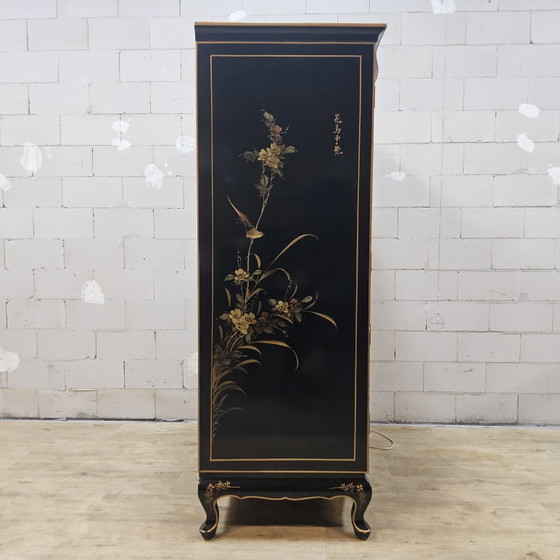 Image 1 of Mueble chino antiguo con pan de oro, flores y pájaros (mueble bar) estilo bohemio/oriental