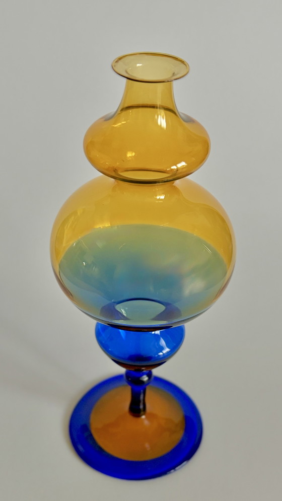 Wunderschöne Mid-Century Glaskunst-Vase – Mundgeblasen & Filigran (Lauscha um 1960/1970) – Vasen (photo 2 of 6)