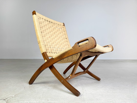 Image 1 of Sedia pieghevole di metà secolo simile alla poltrona in teak di Hans Wegner del 1960