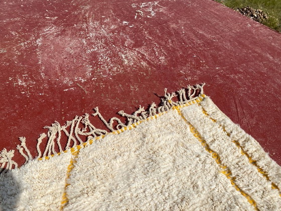 Image 1 of Beni Ouarain Rug 200x200 cm – Handmade Moroccan Wool Carpet – Ivory Berber Geometric Design