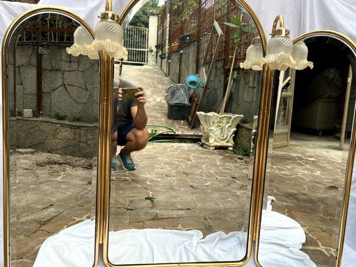 Vintage gold brass mirror