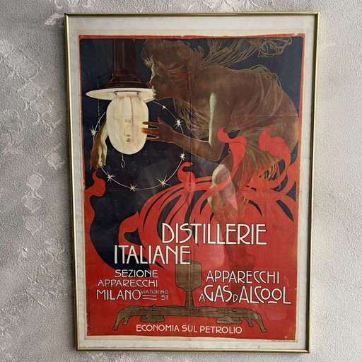 Framed 1970 Italian Distilleries Advertising Lithograph