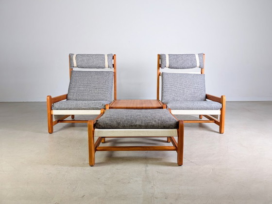 Image 1 of Divano originale Niels Eilersen Mid-Century con poltrona e poggiapiedi