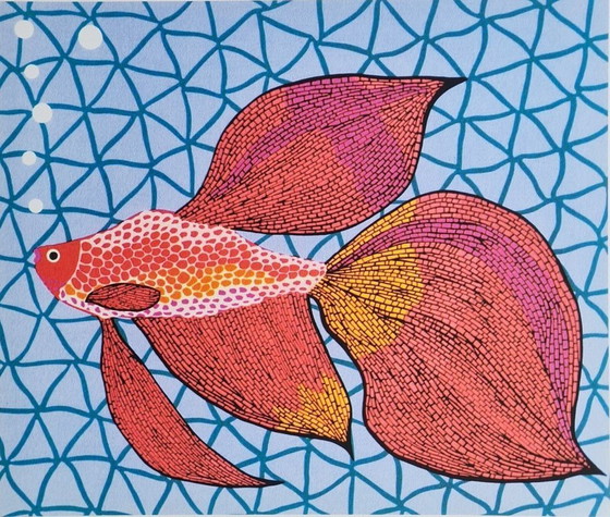 Image 1 of D'après Yayoi Kusama, Poisson rouge, Lithographie, années 1990