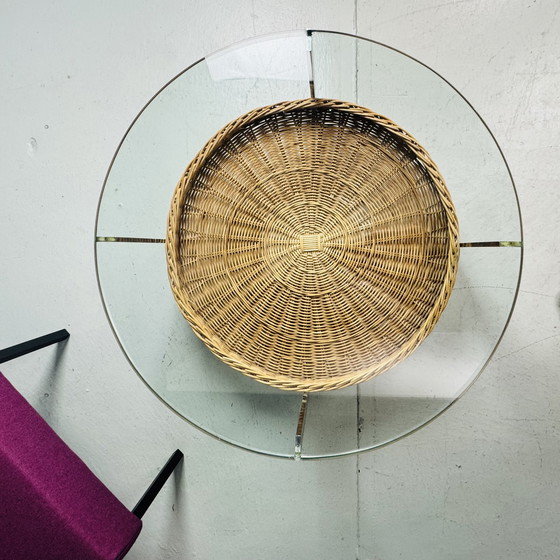 Image 1 of Mesa de centro de los años 70 de cristal, cromo y mimbre