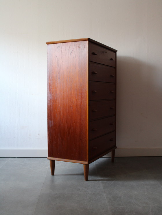 Image 1 of Vintage Danish teak chest of drawers, tall and narrow!