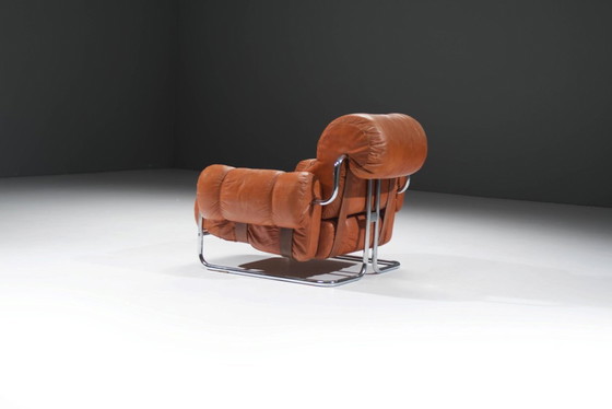 Image 1 of Tucroma Lounge-Sessel aus cognacfarbenem Leder von Guido Faleschini für i4 Mariani