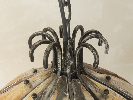 Brutalistische plafondlamp, jaren 70 – Hanglampen, Metaal, Glas (photo 7 of 7)