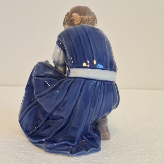 Image 1 of Statuette Of A Girl With Cat, Bing & Grondahl 1960s