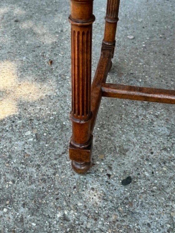 Set of 6 Fully Restored Vintage Dining Chairs in Deep Green with Brass Studs and Spindle Backrest, Wood (photo 4 of 6)