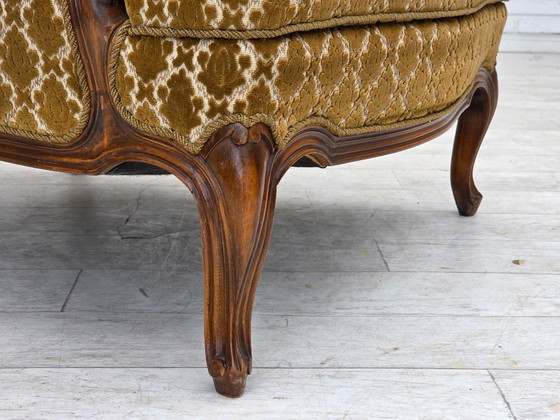 Image 1 of 1950s Danish Relax Chair, Furniture Velour, Carved Ash Wood