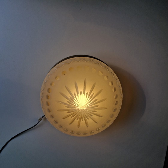 Bordo in rame vintage in vetro tagliato Gispen – Plafoniere, Glass, Copper (photo 5 of 10)
