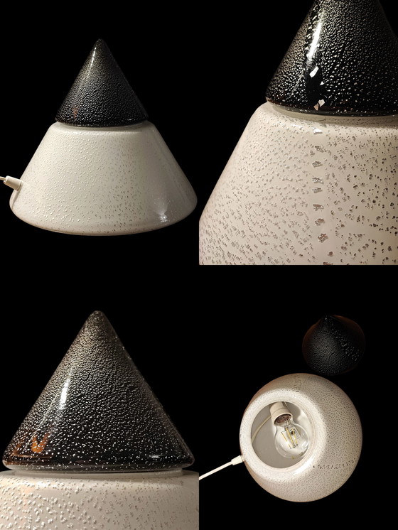 Image 1 of Lampe de table conique de Murano avec feuille d'argent