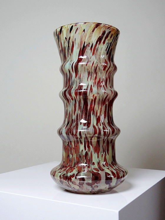 Image 1 of Vase Verre Moucheté Aventurine Copper Inclusions Art Deco Style Legras