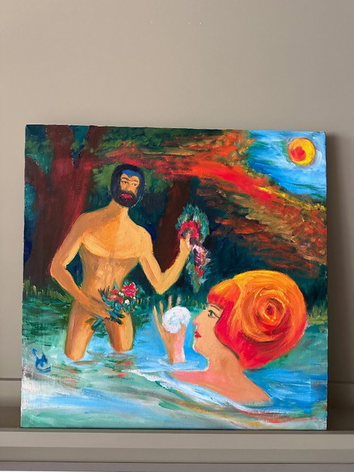 Andre Castinel painting on canvas