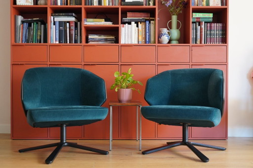 2 Montins Back Me Up Lounge Fauteuils – stoelen fauteuils, Leather, Metal