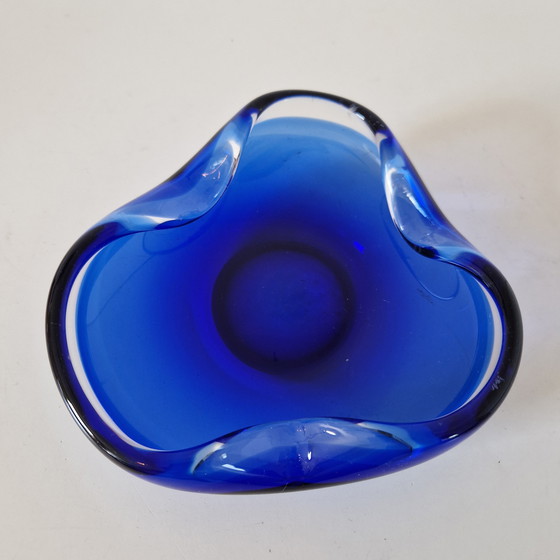 Image 1 of Murano Vintage bol bleu cobalt bol MCM cendrier