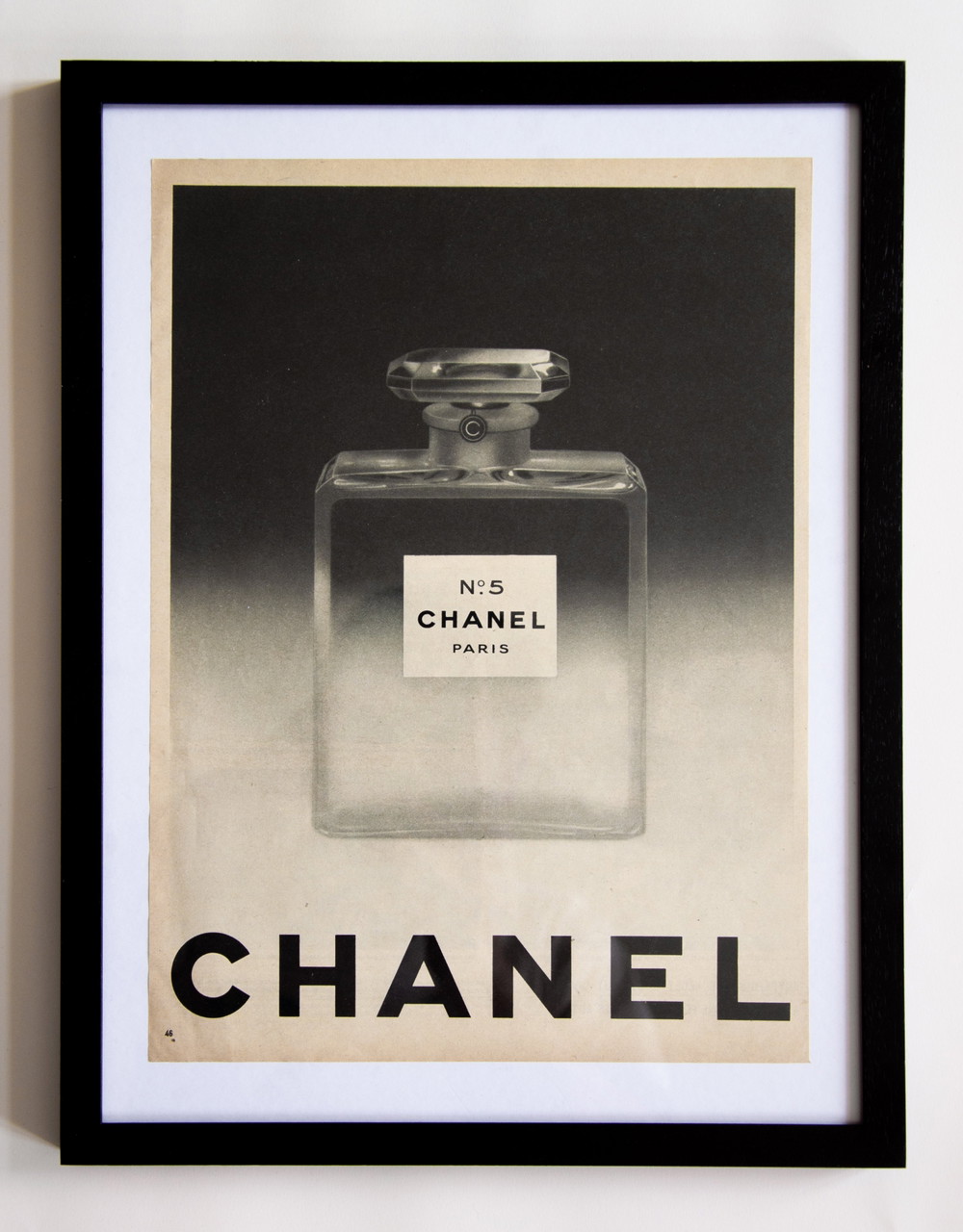 Manifesto pubblicitario originale Chanel n. 5 vintage del 1960 / Incorniciato / 35x25,5 cm / 13,8x10 pollici / Buone condizioni