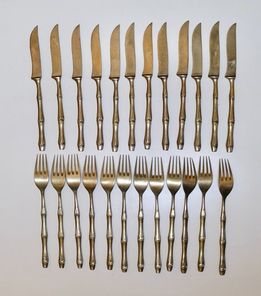 A 140-piece brass cutlery set from the 1970s