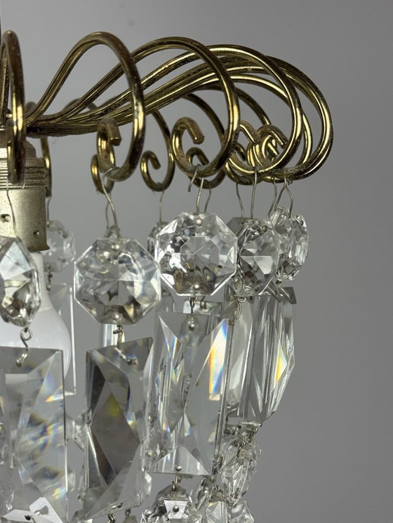 Image 1 of Lámpara de araña decorativa de cristal "fresa" de mediados de siglo, estilo Josef Frank, década de 1960
