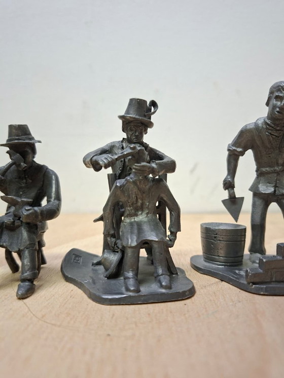 Image 1 of 9x figurine in peltro artigianali - Daalderop & Meeuws