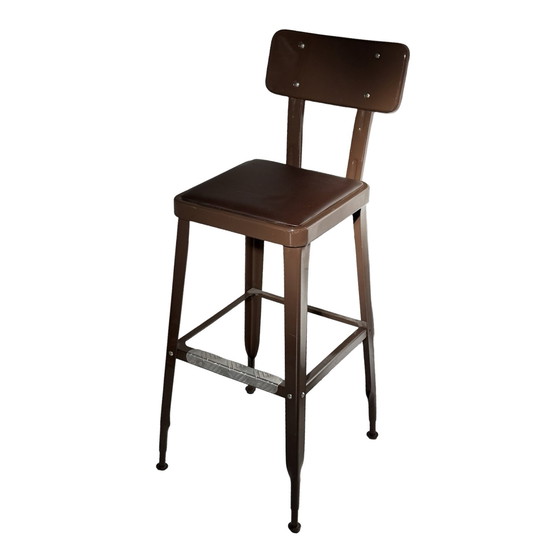 Image 1 of Yasu Sasamoto - Dulton - Sedia in stile industriale - Altezza sgabello da bar - Marrone, seduta nera