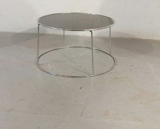Image 1 of Dark glass round side table or coffee table 