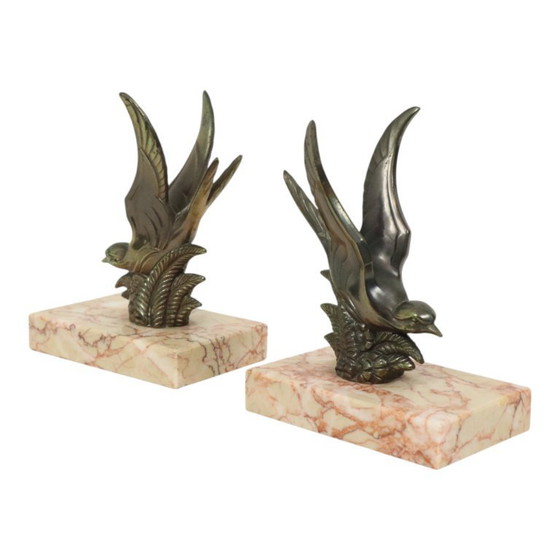 Image 1 of Art Deco Swallows Bookends