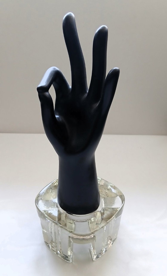 Georgshutte vintage portacandele/scaldavivande/piedistallo in vetro brutalista (photo 9 of 9)