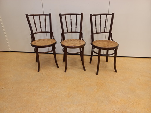 Set van 3 Thonet-stijl caféstoelen
