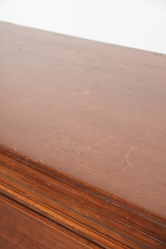 Image 1 of Large antique English shop counter/fabric counter from the 19th century with a luxurious appearance and brass rulers in the top.