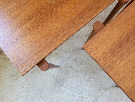 Image 1 of Vintage Teak Nesting Table Set Of Opal 1960s