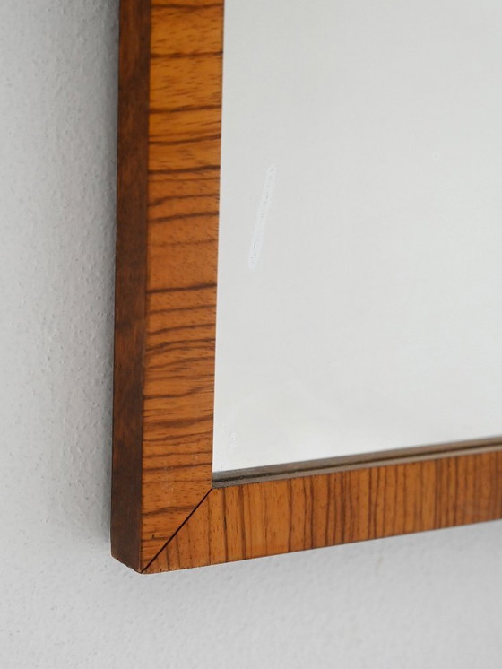 Image 1 of Scandinavian Art Deco Mirror in Flamed Birch Root with Black Detail