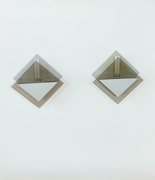 Coppia di applique vintage Verre Lumière Studio, modello 20623, Francia, 1980