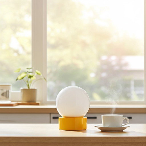 Plafondlamp - melkwegbol met gele ring, jaren 70