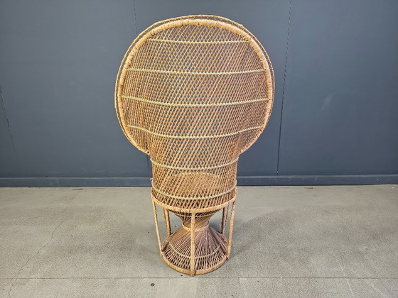 Image 1 of Fauteuil paon vintage en osier, années 1970