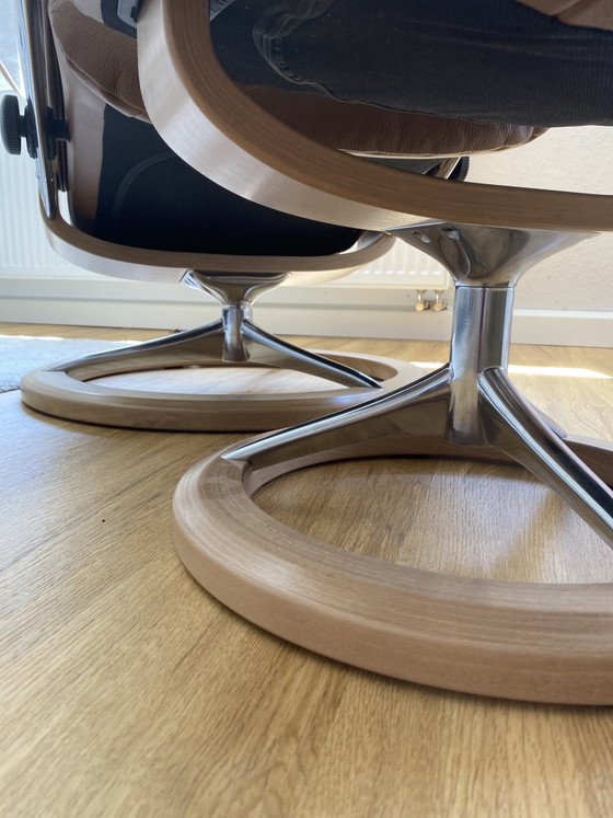 Image 1 of Stressless Reno (Gr. S) Leder Velaro Caramel | Signature Base | WIE NEU + Rechnung
