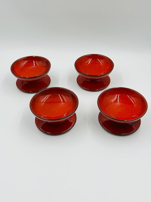 Set of 4 vintage ice cream bowls by PAN Keramik