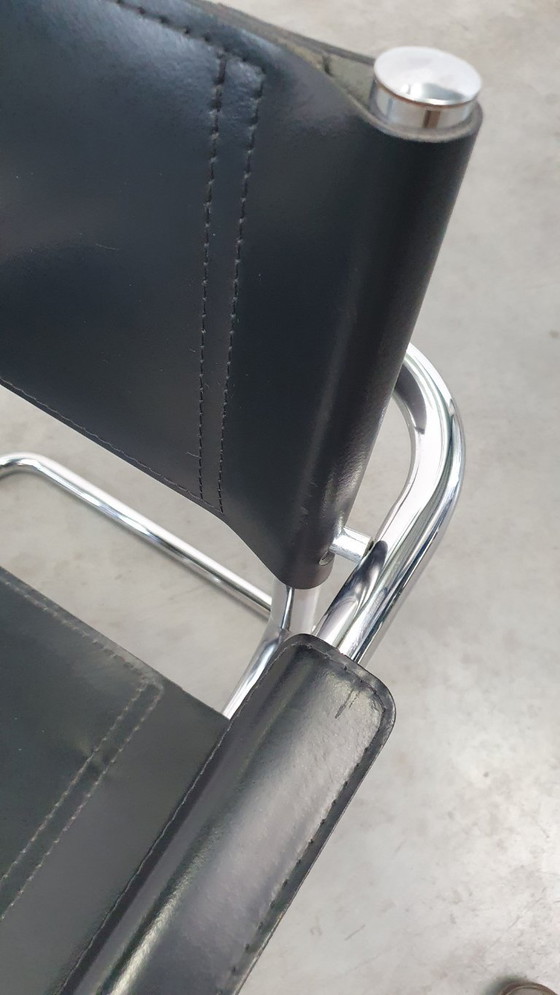 Image 1 of Mart Stam S34 vintage stoelen Fasem Italië 1970s tuigleer bauhaus