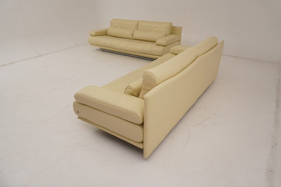 Image 1 of Ensemble canapés Rolf Benz 6500, 2 canapés 3 places, cuir beige, classique