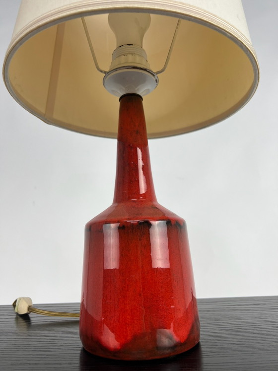 Vintage Mid-Century Ceramic “Fat Lava” Table Lamp 1960s, Textile, Black (photo 3 of 5)